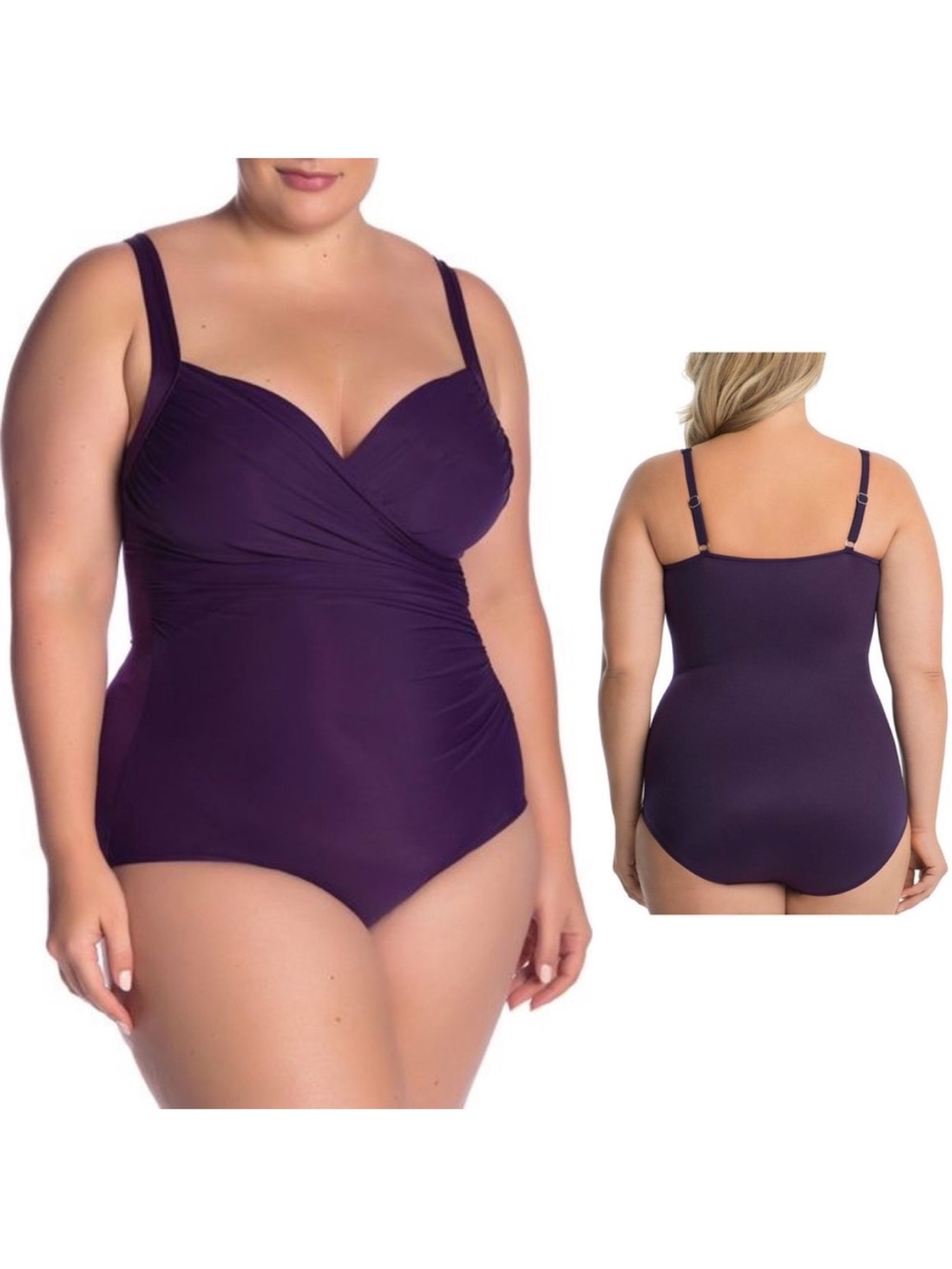 Miraclesuit Sanibel Underwire One-Piece Swimsuit In Plum Red Slimming Size 20W